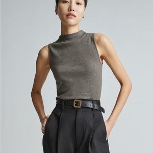Everlane Micro-Rib Funnel-Neck Tank in Heathered Fatigue